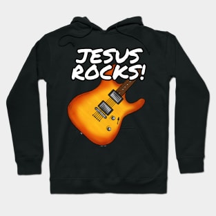 Jesus Rocks Electric Guitar Church Guitarist Hoodie